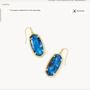 Never worn Kendra Scott Elle Gold Drop Navy Abolone  Earrings with bag